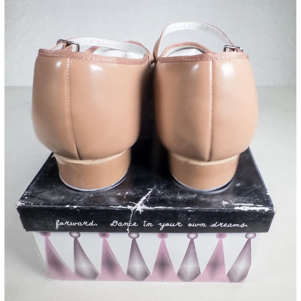 Revolution‎ Dancewear Girls Tap Shoes Size 12.5 AD Tan Leather Buckle Strap